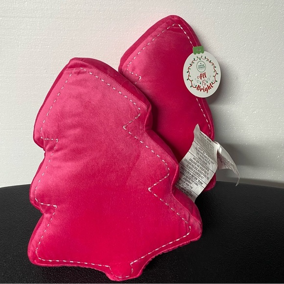 Christmas Trees Decorative Pillow Pink Holiday 2 Piece 10in X 12in Polyester - Picture 2 of 6